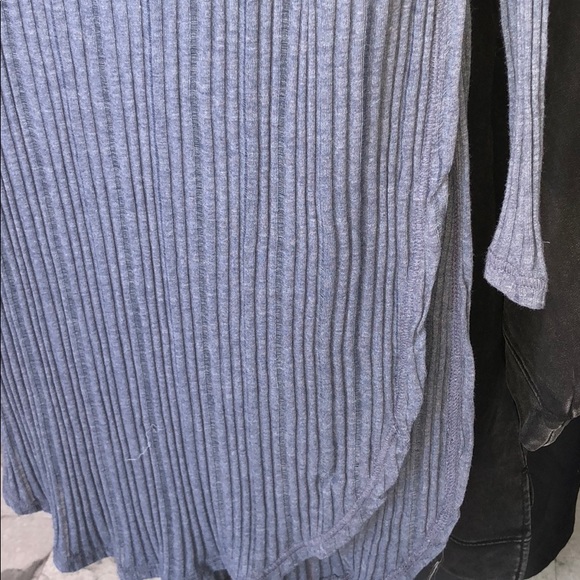 FREE PEOPLE BLUE ASTORIA SIDE SLIT DEEP SCOOP TOP - Picture 4 of 5